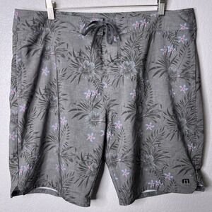 Travis Mathew Western Way Board Shorts Grey Floral Tropical Mens Size 38